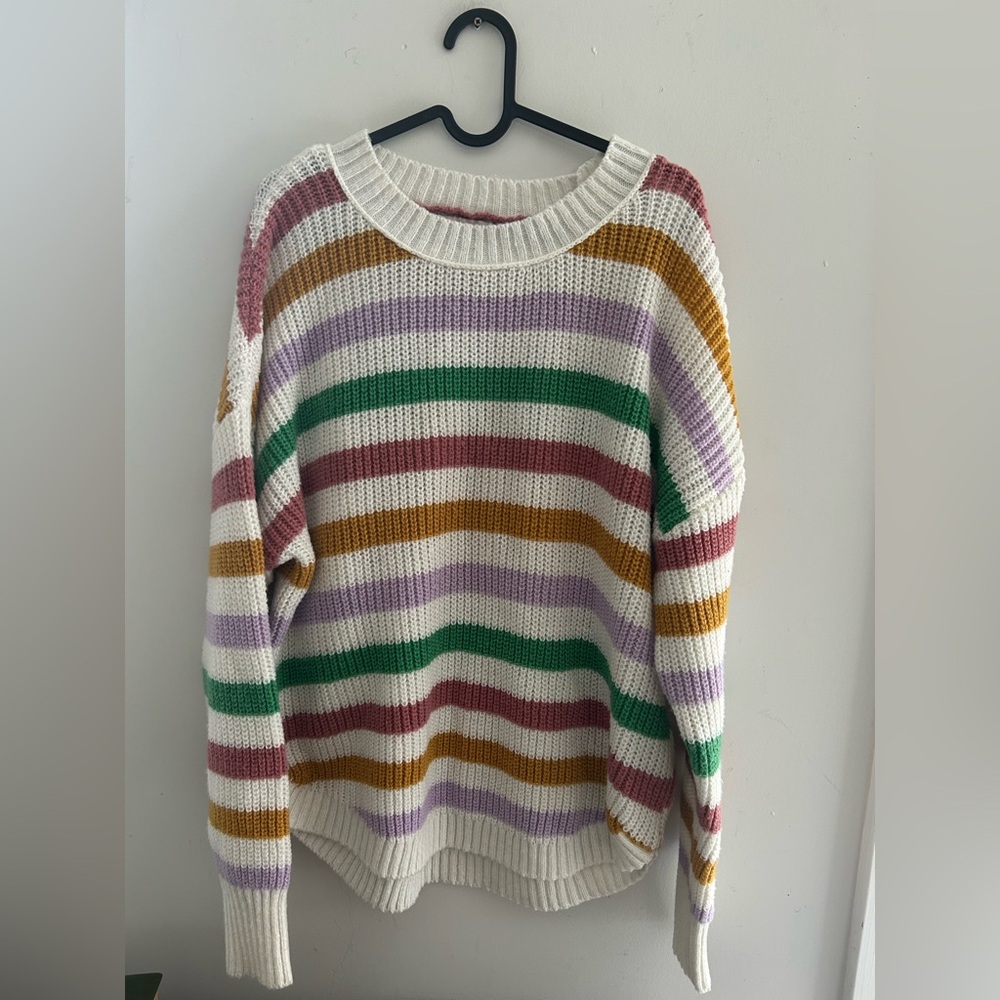 SO Goods for Life Kolhs Women's Colorful Striped Crewneck Cozy Fun Sweater XXL